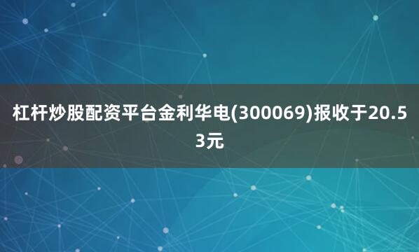 杠杆炒股配资平台金利华电(300069)报收于20.53元