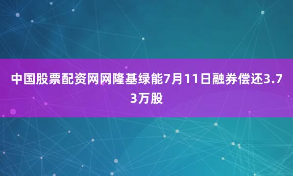 中国股票配资网网隆基绿能7月11日融券偿还3.73万股