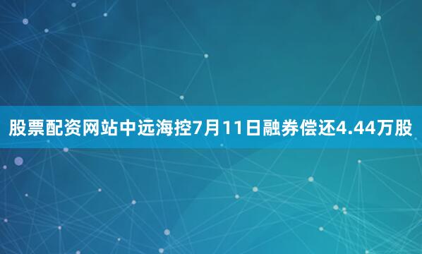 股票配资网站中远海控7月11日融券偿还4.44万股